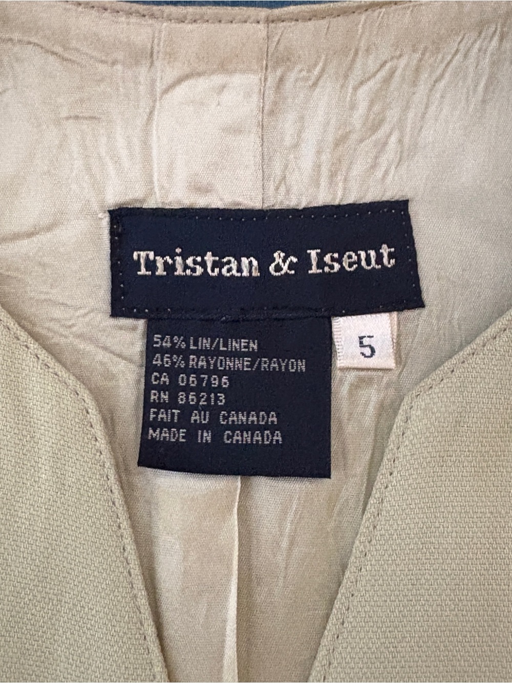 Vintage Tristan & Iseut Sage Green Linen Blend Button Front Vest Size 5 - Picture 3 of 9